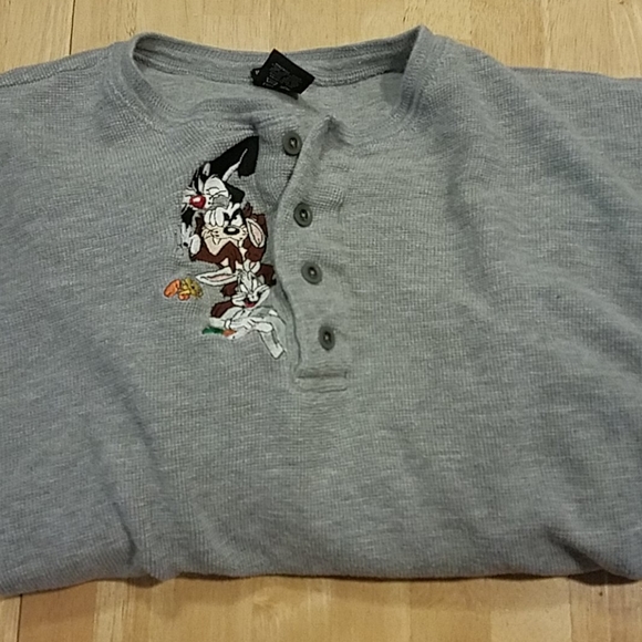 1990s Warner Bros Looney Tunes knit henley Large - Picture 2 of 6